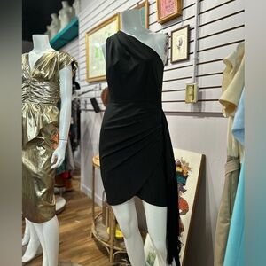 SOLD Elegant Black One-Shoulder Hutch Cocktail Dress - Never Worn Tags Removed